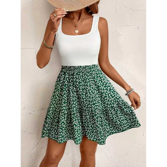 Dresses & Skirts - ZARA Casual Elegant Women Summer Square Neck Sleeveless Printed Vacation Dress